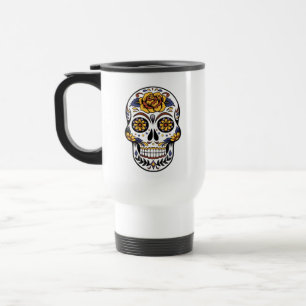 Yellow Rose Sugar Skull Travel Mug
