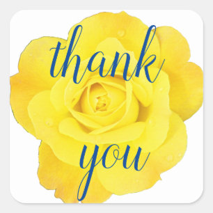 Yellow Rose Thank You Floral Weddings Birthdays Square Sticker