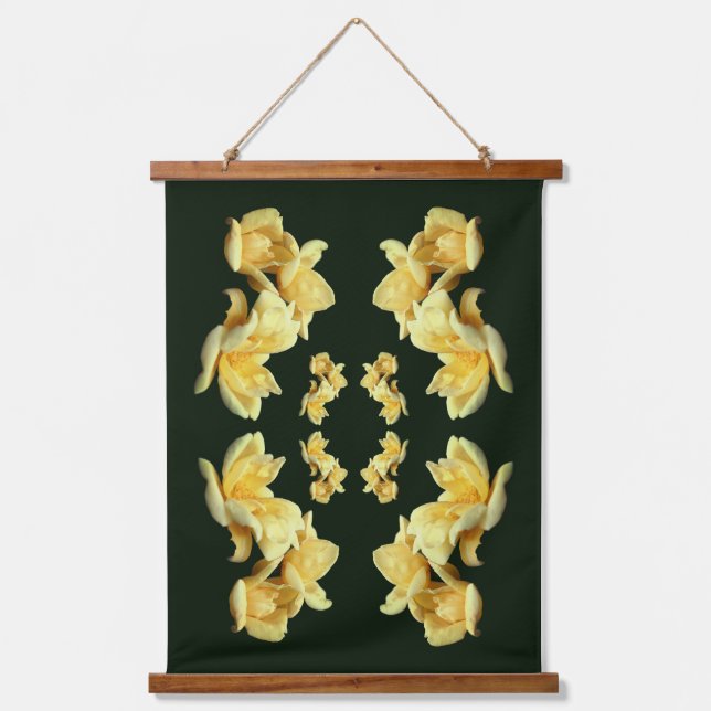 Yellow Rose Trio Abstract    Hanging Tapestry (Front)