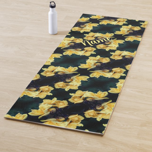 Yellow Rose Trio Abstract Pattern Personalised  Yoga Mat (In Situ)