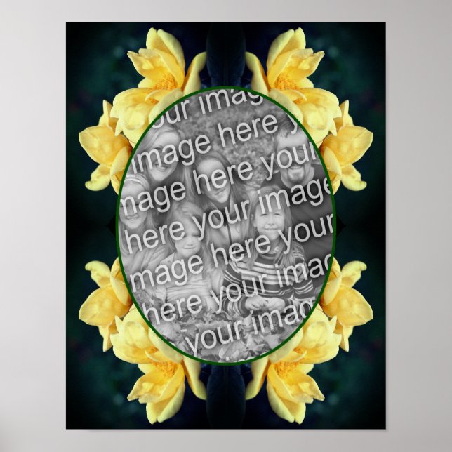 Yellow Rose Trio Frame Create Your Own Photo Poster (Front)