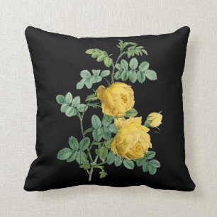 Yellow Rose vintage botanical illustration Cushion
