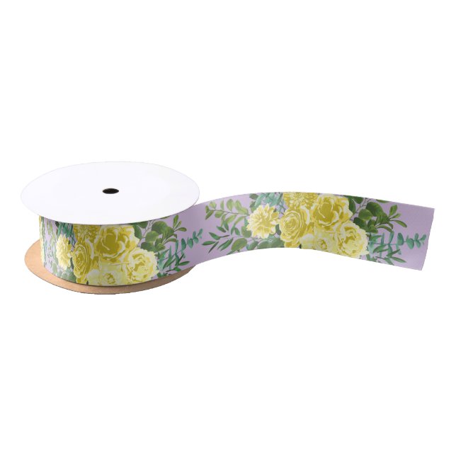 Yellow Rose Vintage Wedding Purple Satin Ribbon (Spool)
