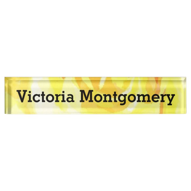 Yellow Rose Watercolor Desk Name Plate (Front)