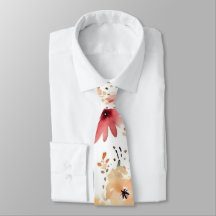Yellow & Rose Watercolor Floral Necktie