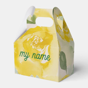 Yellow Rose Watercolor Floral Wedding Favour Box
