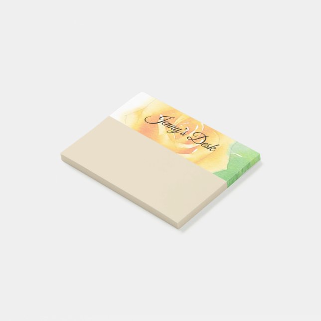 Yellow Rose Watercolor Post-it Notes (Angled)