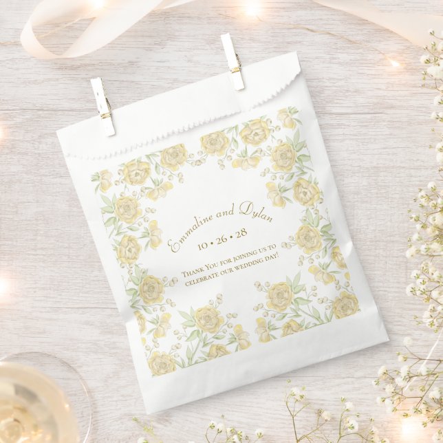Yellow Rose Wedding Favour Bags (Clipped)