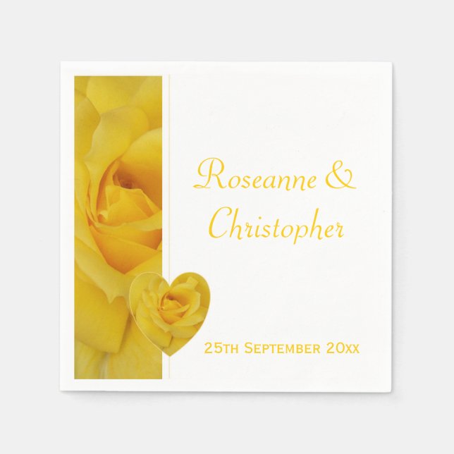 Yellow Rose Wedding Napkin (Front)