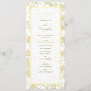 Yellow Rose Wedding Programs Menu