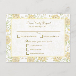 Yellow Rose Wedding RSVP Holiday Postcard