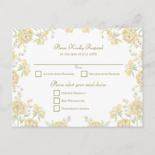 Yellow Rose Wedding RSVP Holiday Postcard