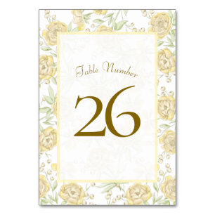 Yellow Rose Wedding Table Number