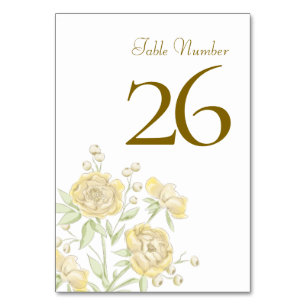Yellow Rose Wedding Table Number