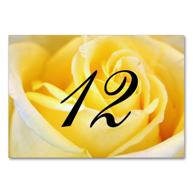 Yellow Rose Wedding Table Number (Back)