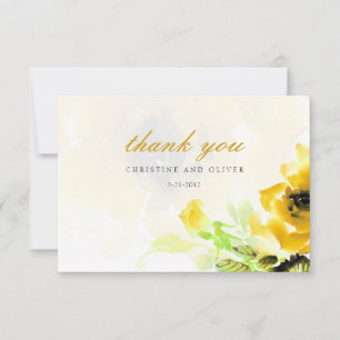 Yellow Rose Wedding Thank You Card
