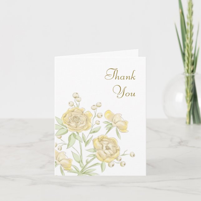 Yellow Rose Wedding Thank You Cards (Front)