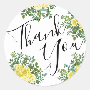 Yellow Rose Wedding Vintage Floral Classic Round Sticker