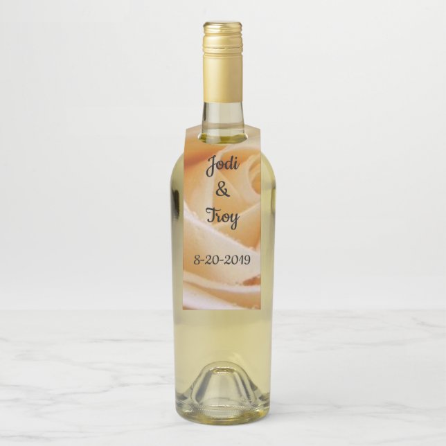 Yellow Rose Wedding Wine Tag (On Bottle)