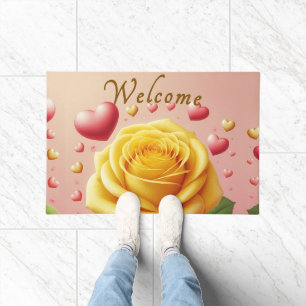 Yellow Rose Welcome Mat