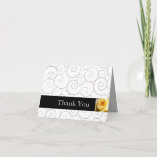 Yellow Rose with Swirls Thank You Card