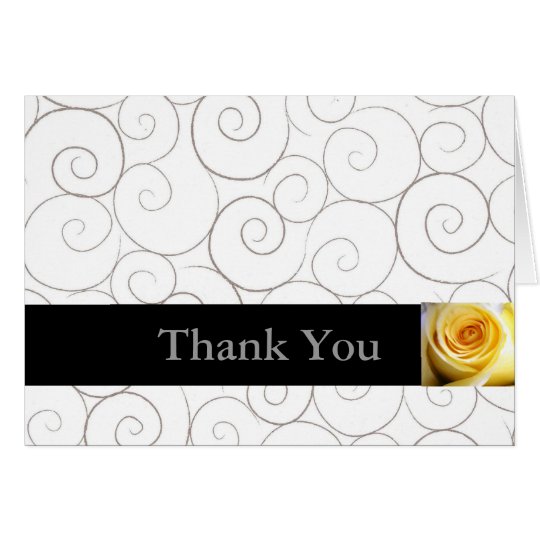 Yellow Rose with Swirls Thank You Card