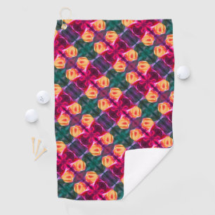 Yellow Rosebud Abstract Flower Art Painting      Golf Towel