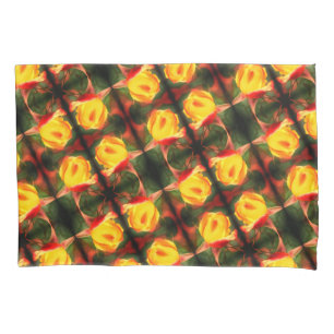 Yellow Rosebud Abstract Flower Art Painting Pillowcase