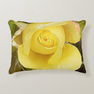 Yellow Rosebud Accent Cushion