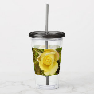 Yellow Rosebud  Acrylic Tumbler