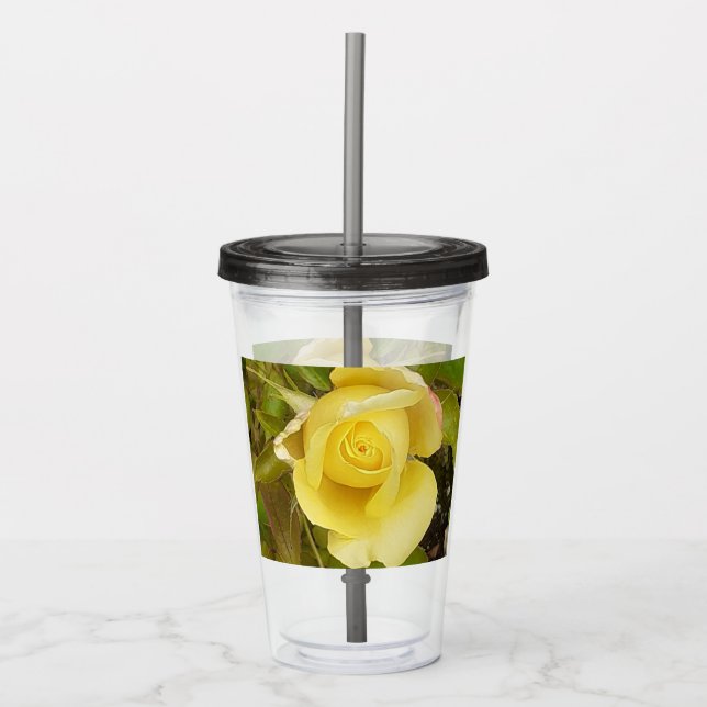 Yellow Rosebud  Acrylic Tumbler (Front)