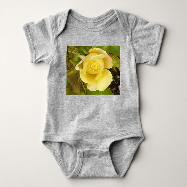 Yellow Rosebud  Baby Bodysuit (Front)