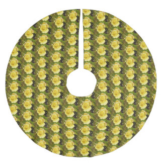 Yellow Rosebud Brushed Polyester Tree Skirt