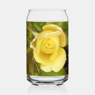 Yellow Rosebud  Can Glass