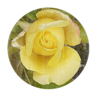 Yellow Rosebud Chopping Board