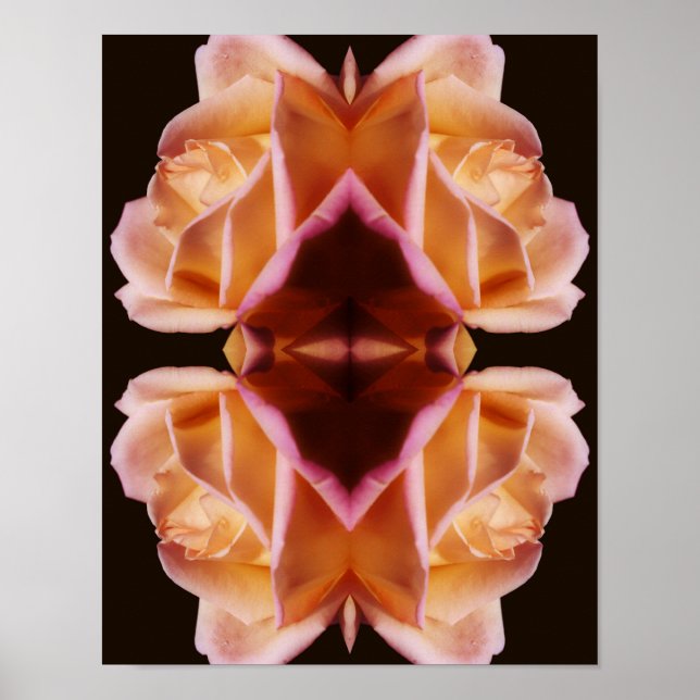 Yellow Rosebud Flower Mirrored Art Tinted Poster (Front)