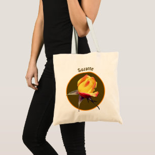 Yellow Rosebud Flower Personalised Tote Bag