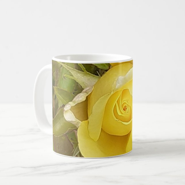 Yellow Rosebud Mug (Front Left)