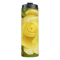 Yellow Rosebud Thermal Tumbler