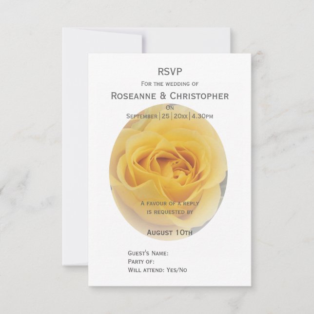 Yellow Rosebud Wedding RSVP Card (Front)