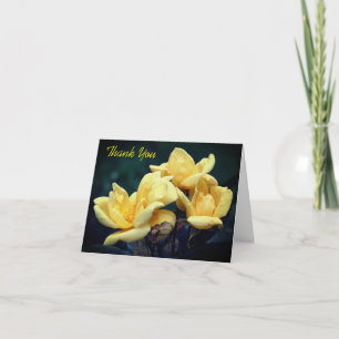 Yellow Rosebuds Floral Thank You Card