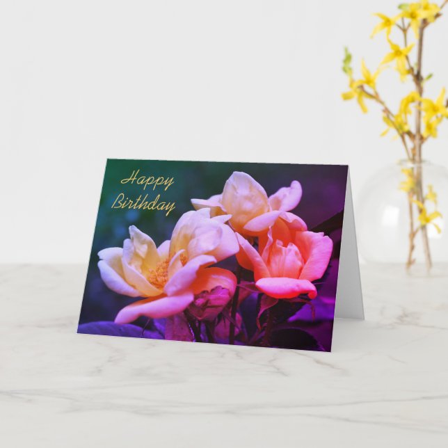 Yellow Rosebuds Flower Art Birthday  Card (Yellow Flower)