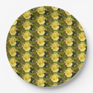 Yellow Rosebuds Paper Plate
