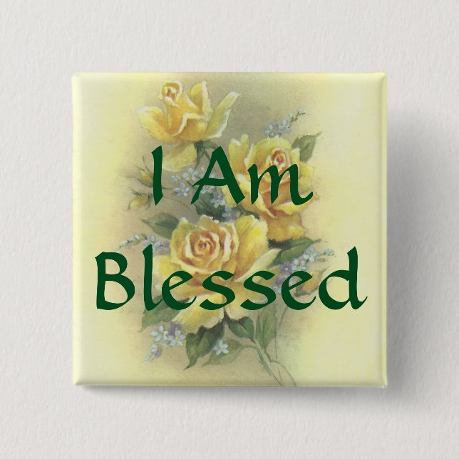 Yellow Roses 15 Cm Square Badge (Front)