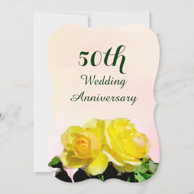 Yellow Roses 50th Wedding Anniversary Invitation (Front)