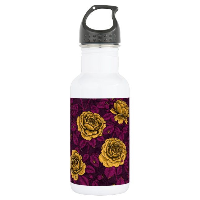 Yellow roses 532 ml water bottle (Front)