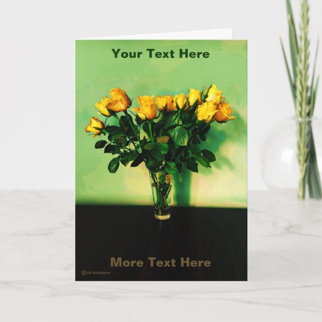 Yellow Roses Against a Green Wall Card (Front)