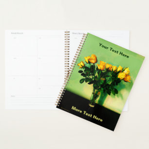 Yellow Roses Against a Green Wall Planner