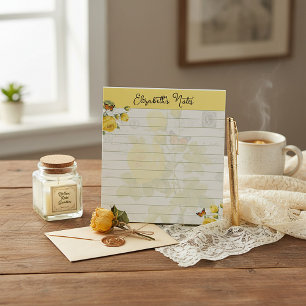 Yellow roses and butterflies personalised notepad
