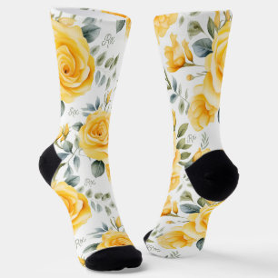 Yellow Roses and RX Symbol Socks